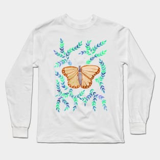 Watercolor Butterfly - Orange Long Sleeve T-Shirt